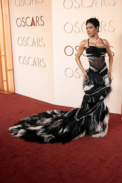 Teyana Taylor on the Oscars red carpet in Chanel